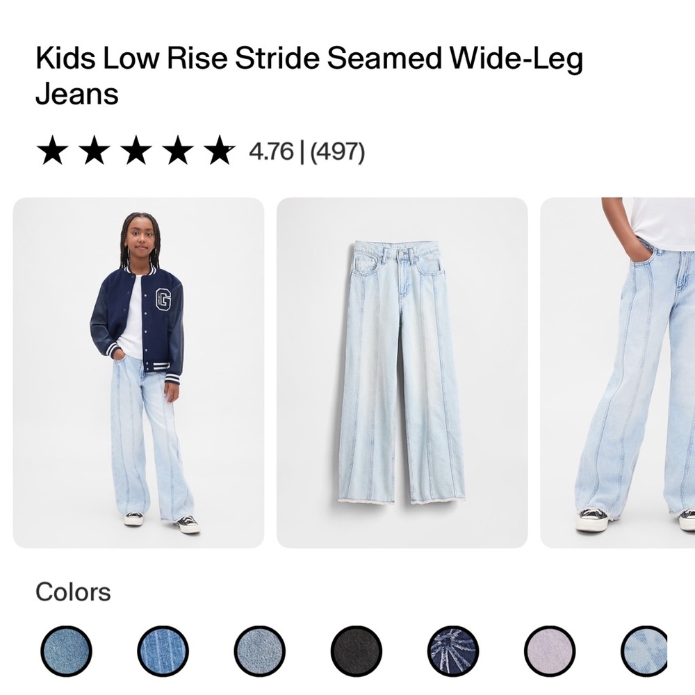 Gap Brand Kids Wide Leg Low Rise Jeans